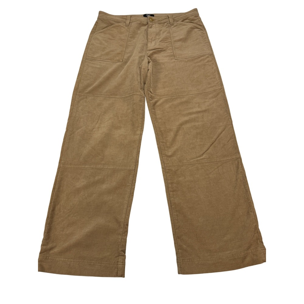 KUT from‎ the Kloth Sienna Wide Leg Corduroy Pants Tan Mid Rise Size 14
